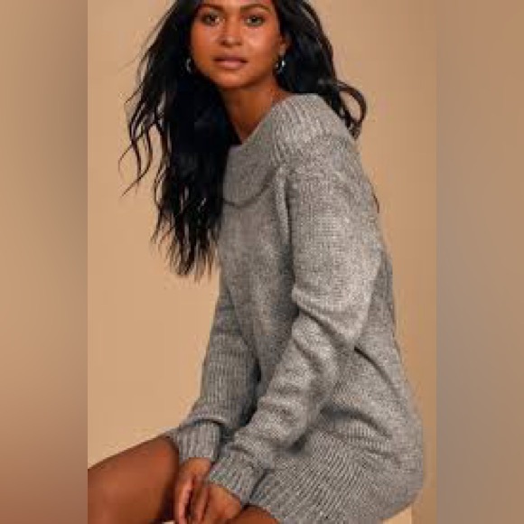 Lulus Tea Reader Light Grey Sweater Dress - Picture 2 of 12